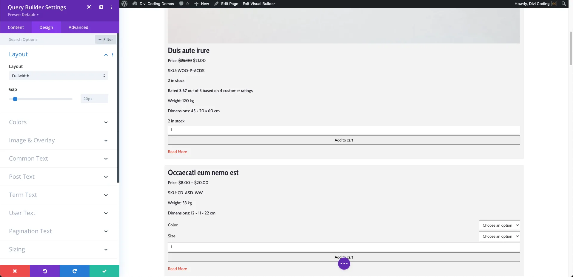 Fullwidth Layout - VB - Divi Query Builder