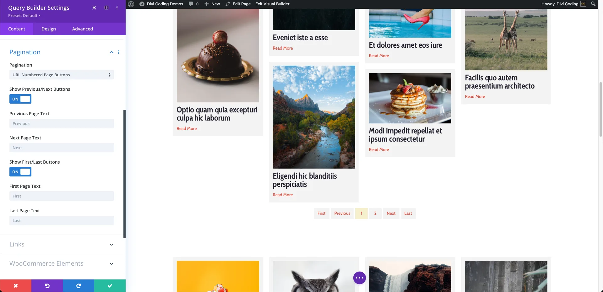Pagination - VB - Divi Query Builder