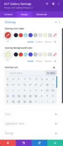Overlay - Settings - Divi ACF Masonry Gallery